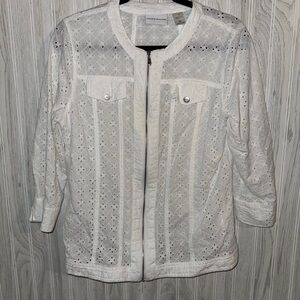 Alfred Dunner Cream Eyelet Jacket